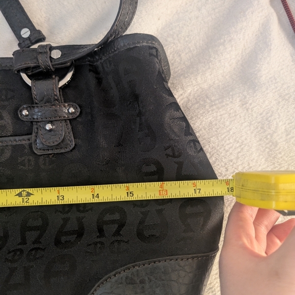 Etienne Aigner - Black Leather Canvas Handbag Totebag Purse - Picture 12 of 14